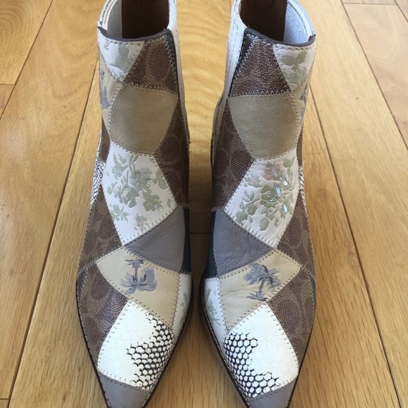 NEW COACH Patchwork Western Ankle Boots Size 6 - Picture 4 of 8